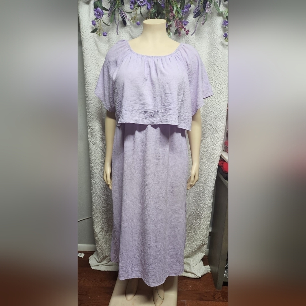 Purple Ruffled Off-Shoulder Maxi Sundress - Picture 9 of 9